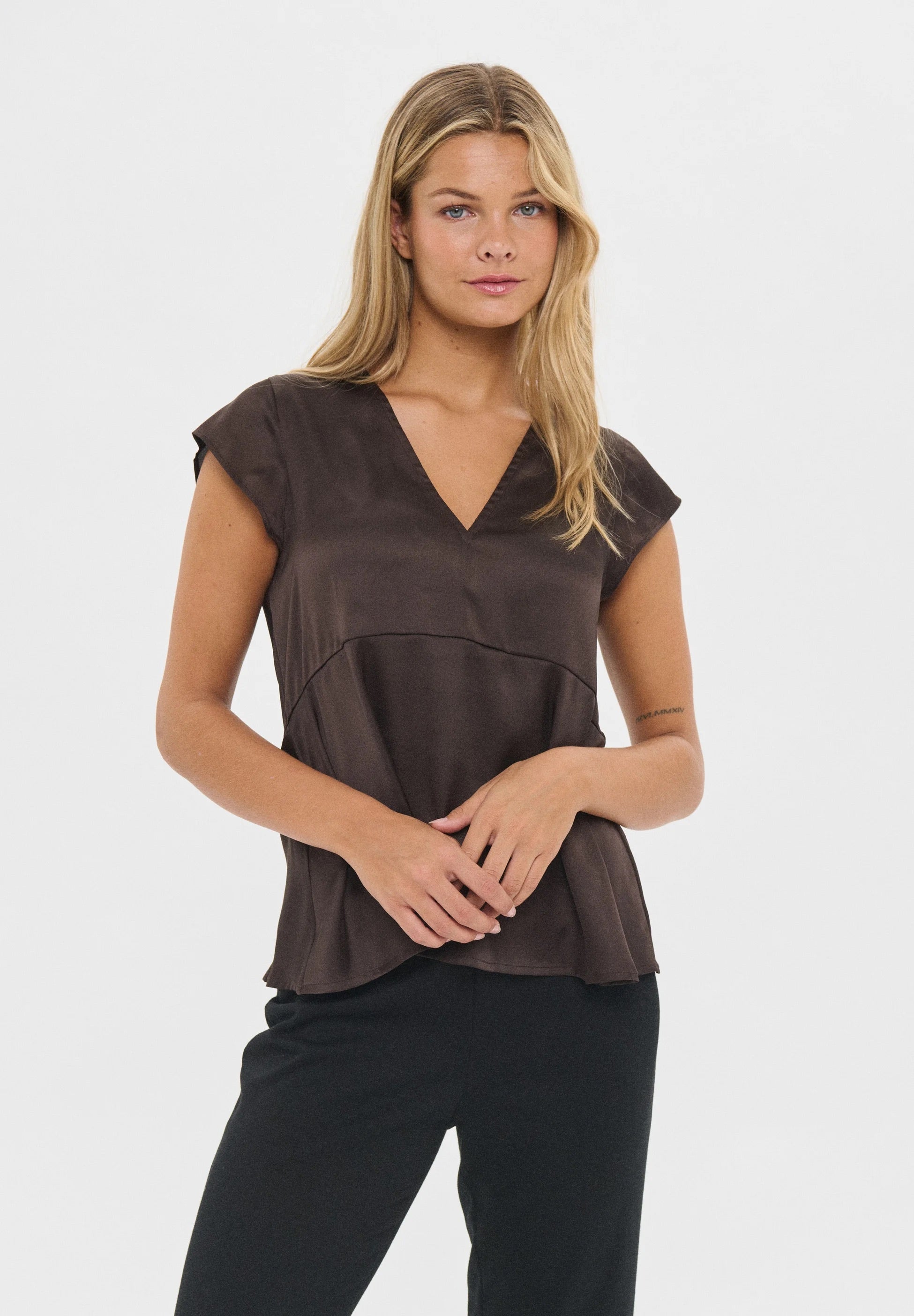 Saint Tropez SafinaSZ SS Bluse - Dunkelbraun