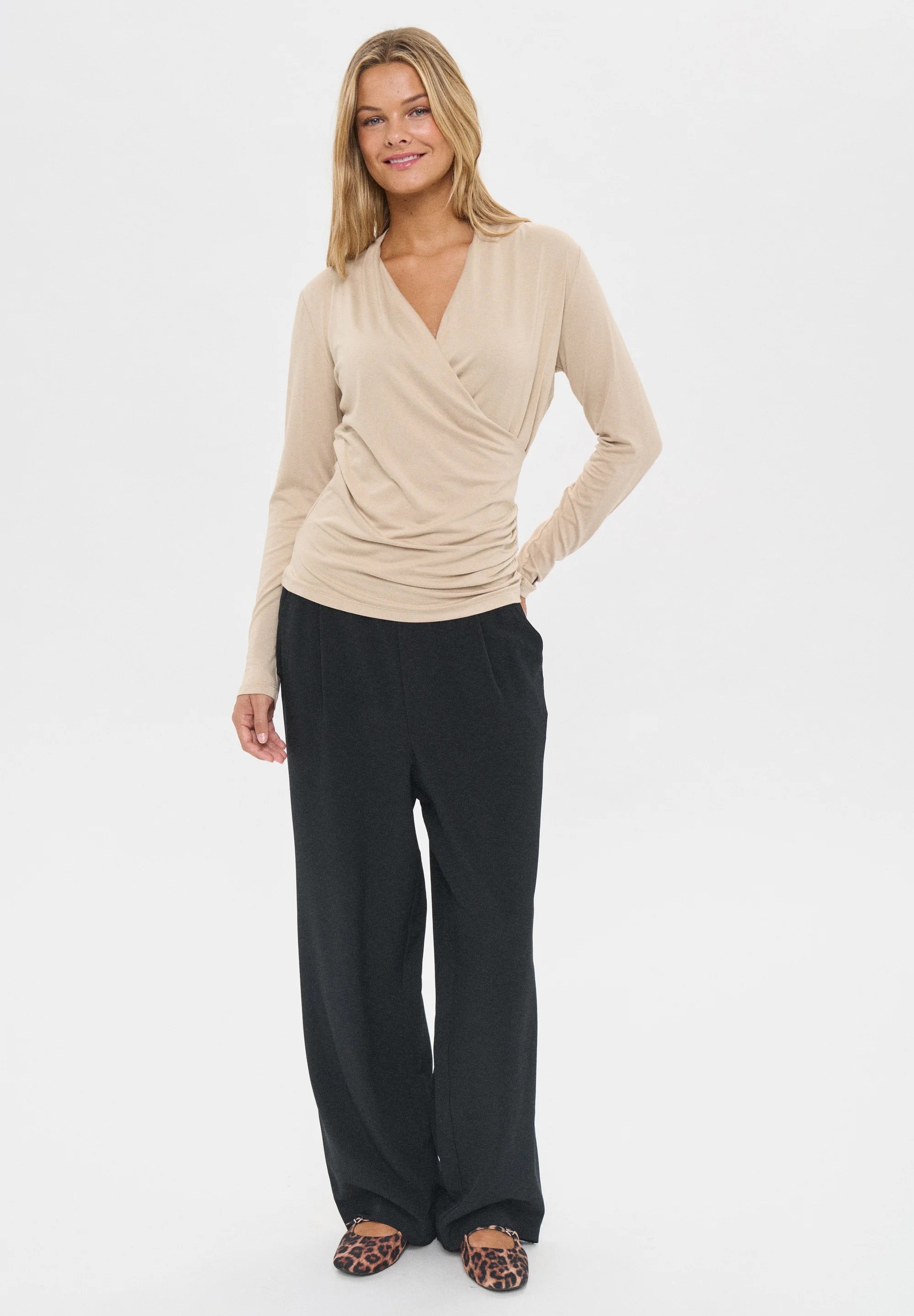 VIGGASZ Wickeloberteil mit langen Ärmeln – Oxford Tan