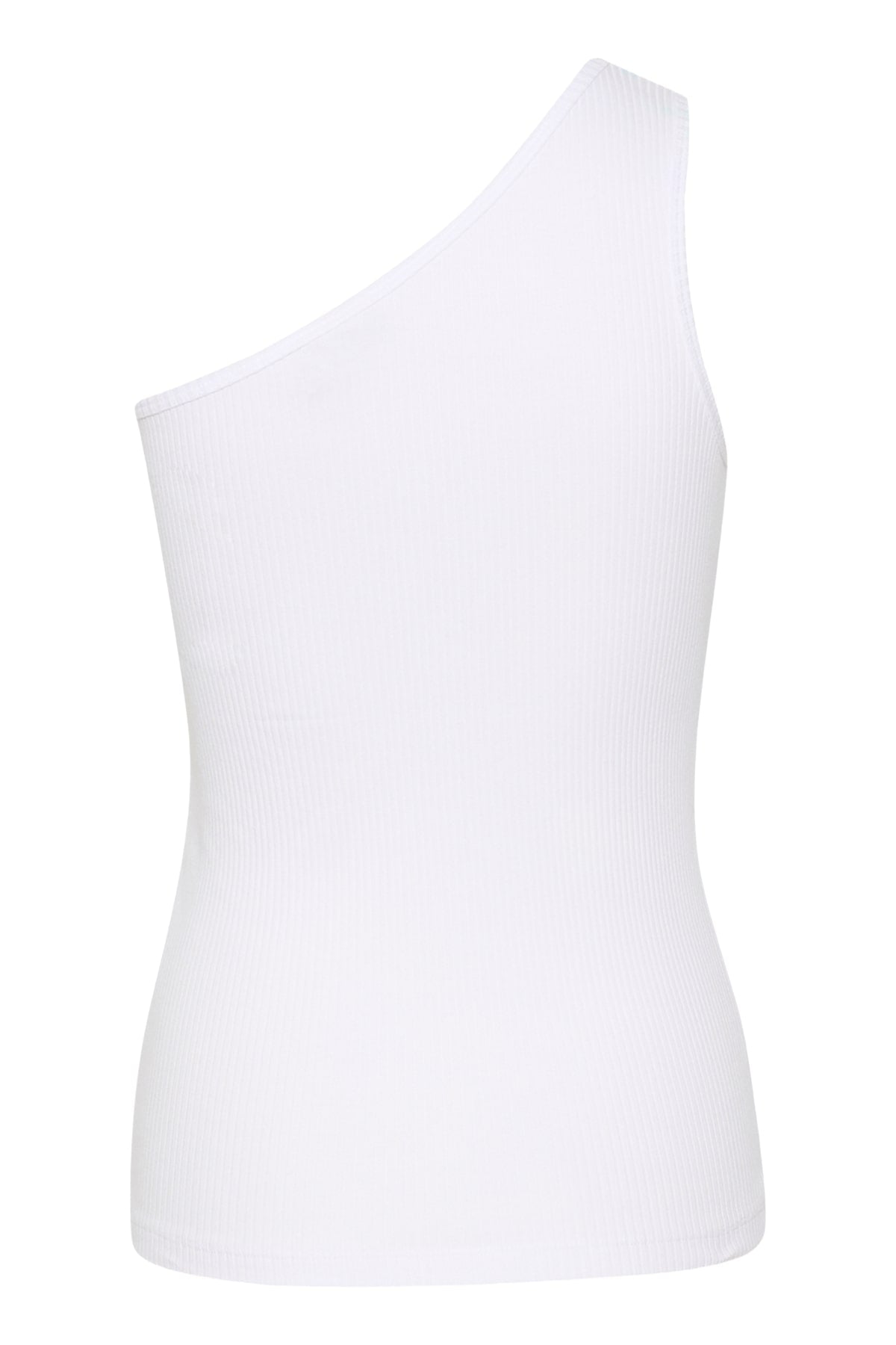 Kaffe Kapia White One Shoulder Geripptes Top – Figurbetont Ärmellos Asymmetrisch | Damen