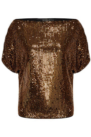 Soaked in Luxury Suse Pailletten-Top - Party-Top in Kupferbronze