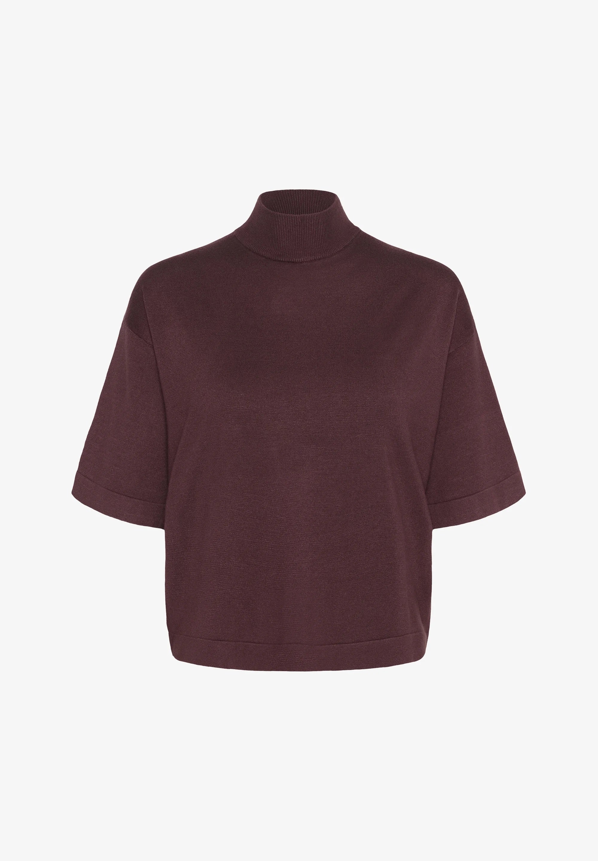 Kaffe Kalizza Bordeaux Kurzarm-Rollkragen-Top | Damen