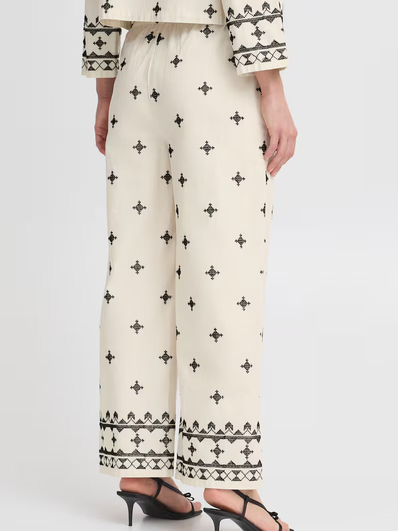b.young Bydunia Bestickte Weite Hose - Beige
