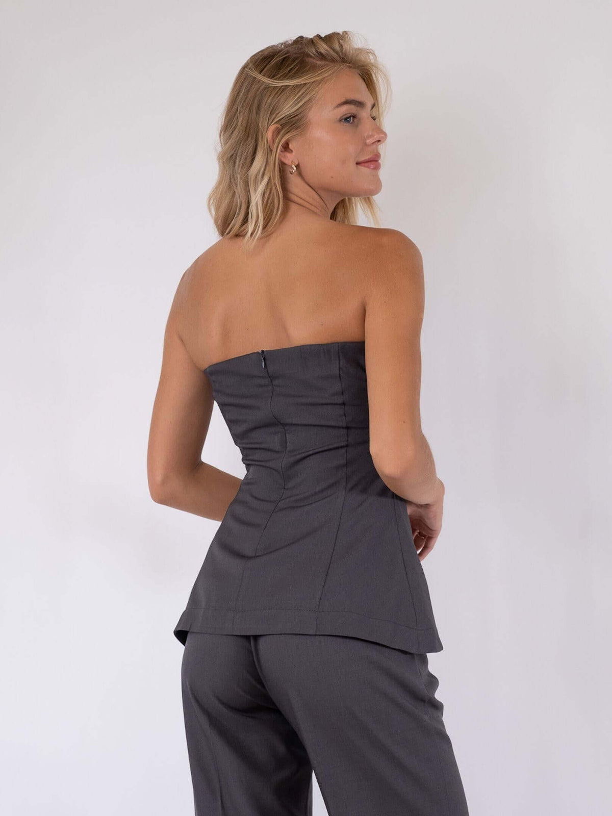 Neo Noir Leafie Melange-Top – Dunkelgrau