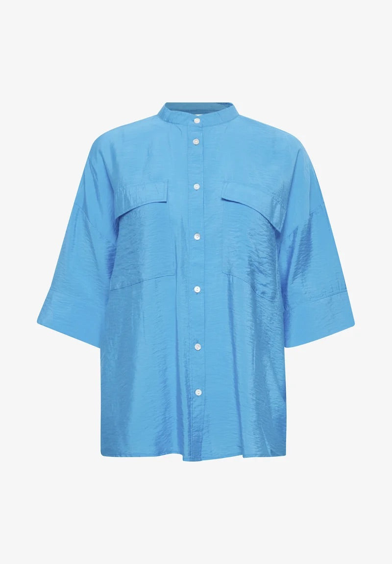 b.young BYIHALIEA - Bluse mit Knopfleiste - Ibiza-Blau