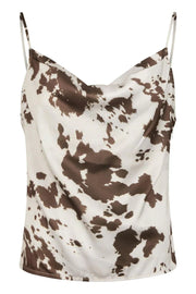 Neo Noir Lindy Satin-Cami-Top mit Cowl-Ausschnitt im Kuhfell-Print – Verstellbare Träger