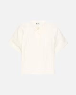 ICHI Utako Ösen-Spitzenbesatzbluse – Weiß