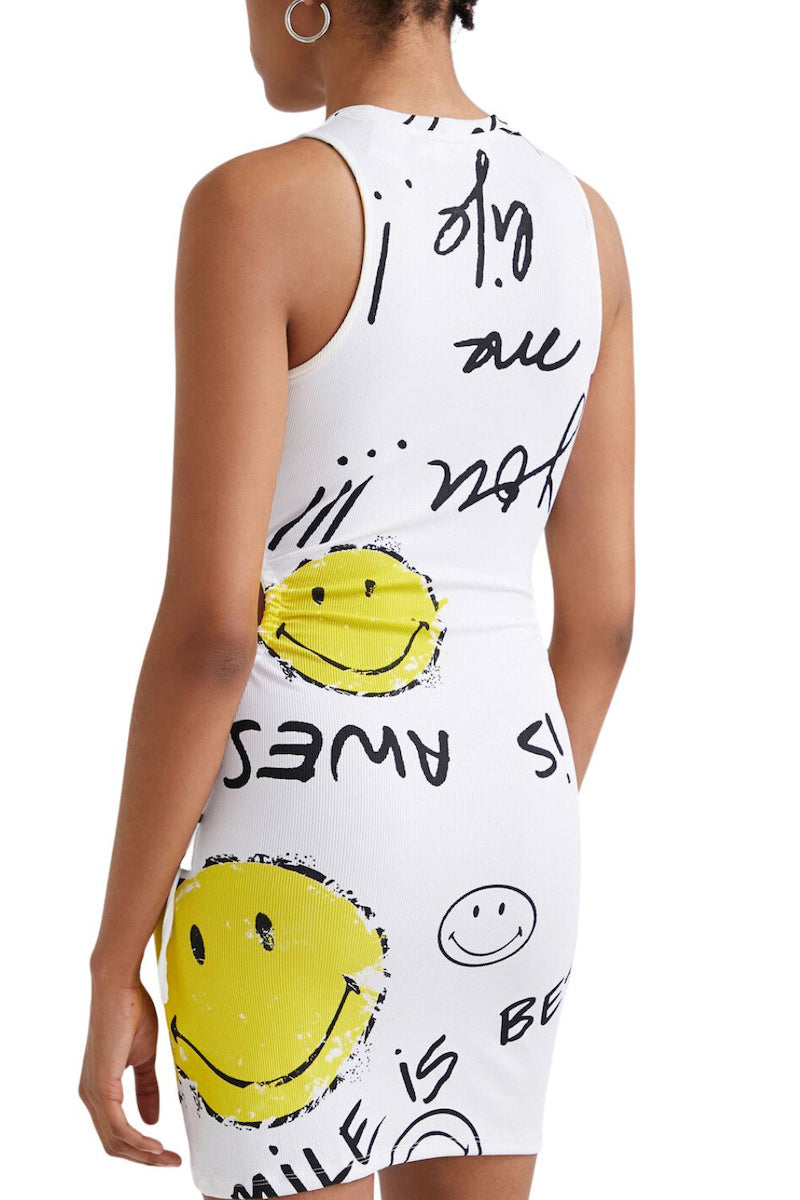 Desigual x Smiley® Mini Cut-Out Kleid – Weiß