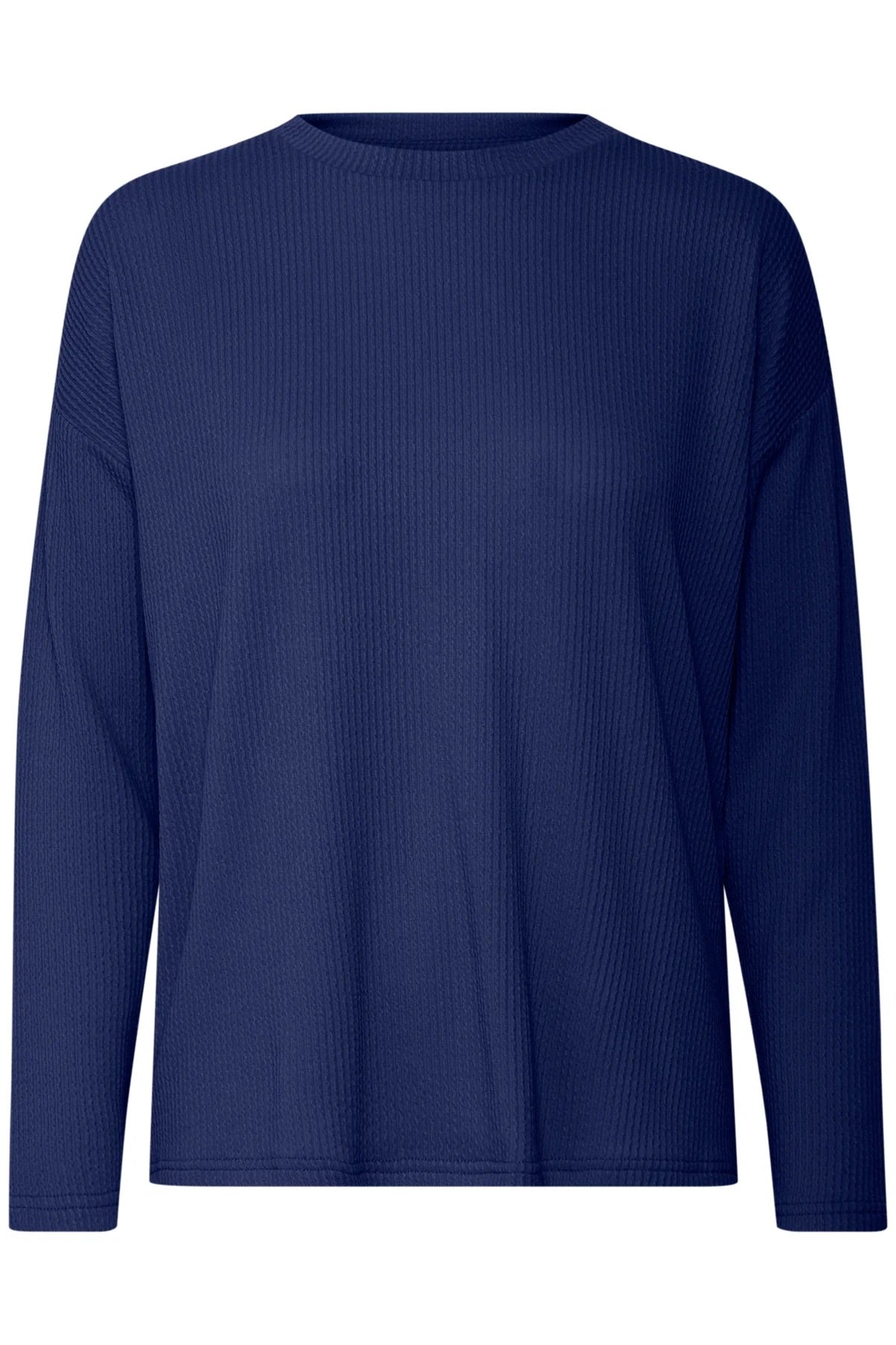 b.young Bypesina Strukturiertes Langarmshirt – Mittelalterblau
