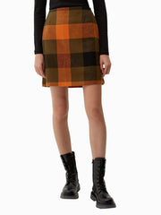 s.Oliver Damen-Minirock mit Karomuster – Herbstfarben – Orangebraun – Modell 2121449