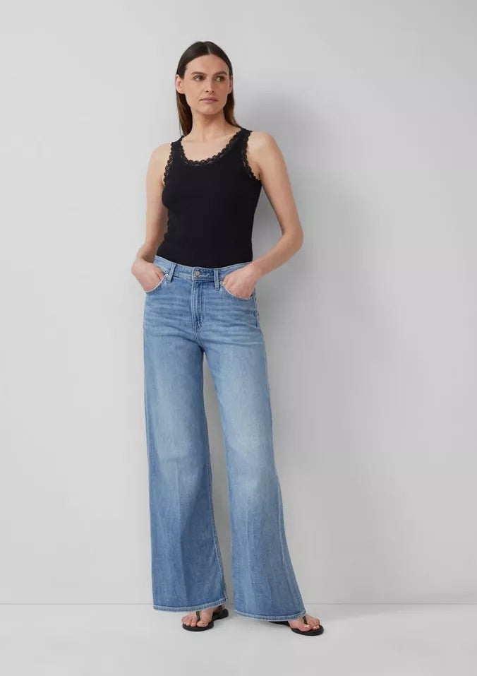 s.Oliver Tanktop mit Spitzenbesatz und Rippenmuster