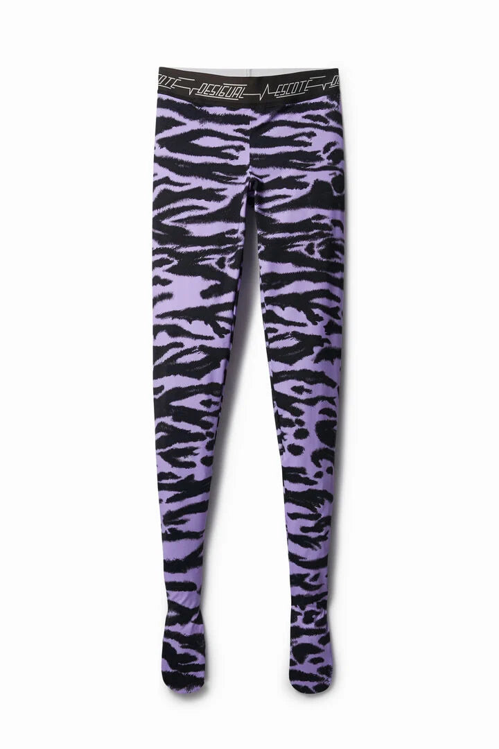 Desigual gemusterte Leggings/Strumpfhose 2-in-1 (Lila-Schwarz)