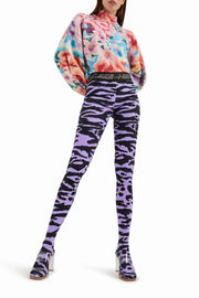 Desigual gemusterte Leggings/Strumpfhose 2-in-1 (Lila-Schwarz)