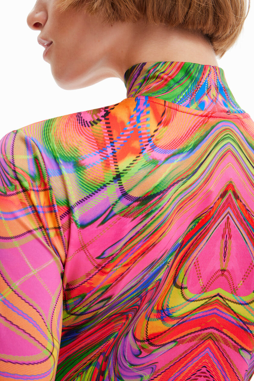 Desigual Psychedelic Marmor Rollkragen-Midikleid – Pink