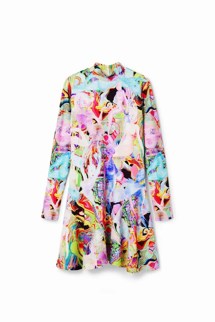 Desigual Psychedelic Art Print Langarm-Minikleid – Mehrfarbig