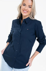 Tommy Jeans Damen-Oxfordhemd (DW0DW13152 424, Marineblau) 