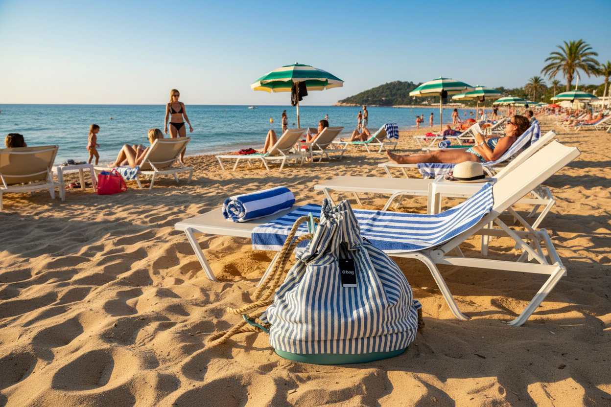 O bag Beach-Tasche – marineblau gestreift