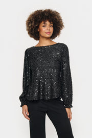 Saint Tropez HinnaSZ Paillettenbluse - Schwarz