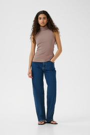 InWear DagnaIW Rippstrick-Rollkragentop – Ärmelloses Stricktop