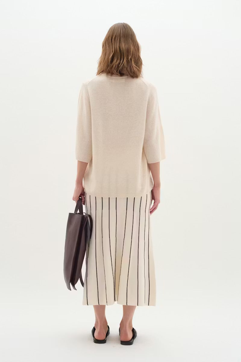 InWear PaiteIW Strickrock - Cremefarbener, schwarz gestreifter Midirock