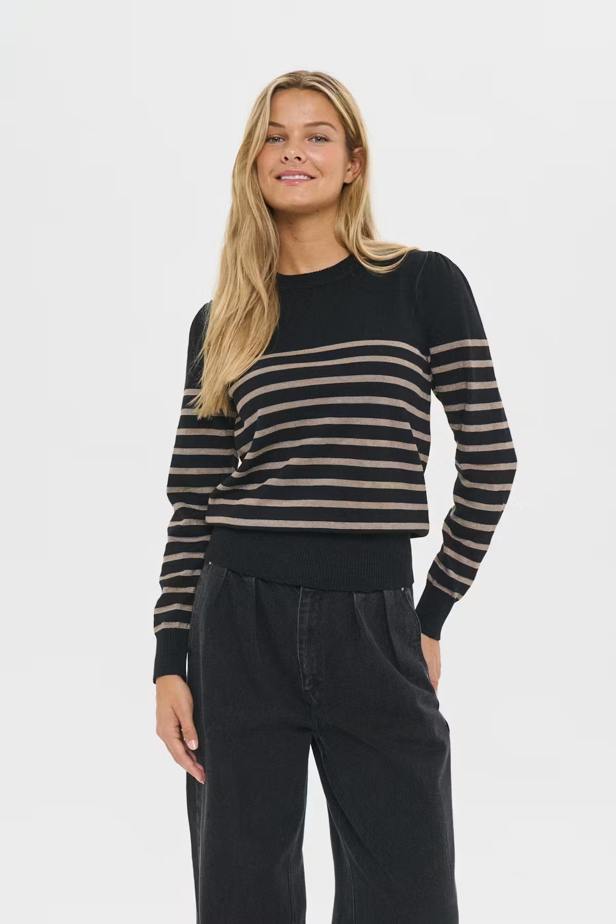 Saint Tropez MilaSZ Pullover - Schwarz mit goldenen Streifen