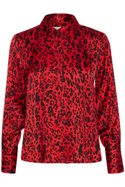 Part Two MaicaPW Hemd - Rote Bluse mit Leopardenmuster