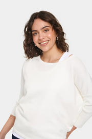 Saint Tropez MilaSZ Rundhalspullover - Weiß