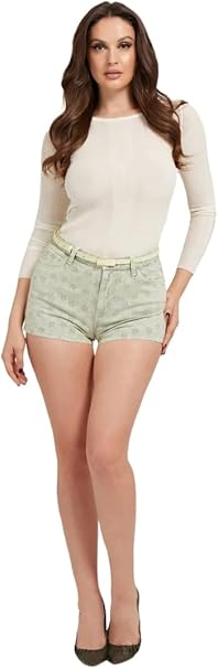 Guess Claudia bestickte Jeansshorts – Floridada Grün