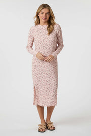 Neo Noir Vogue Flora Rüschenkleid Midi Blumenmuster – Seitenschlitz Langarm | Damen