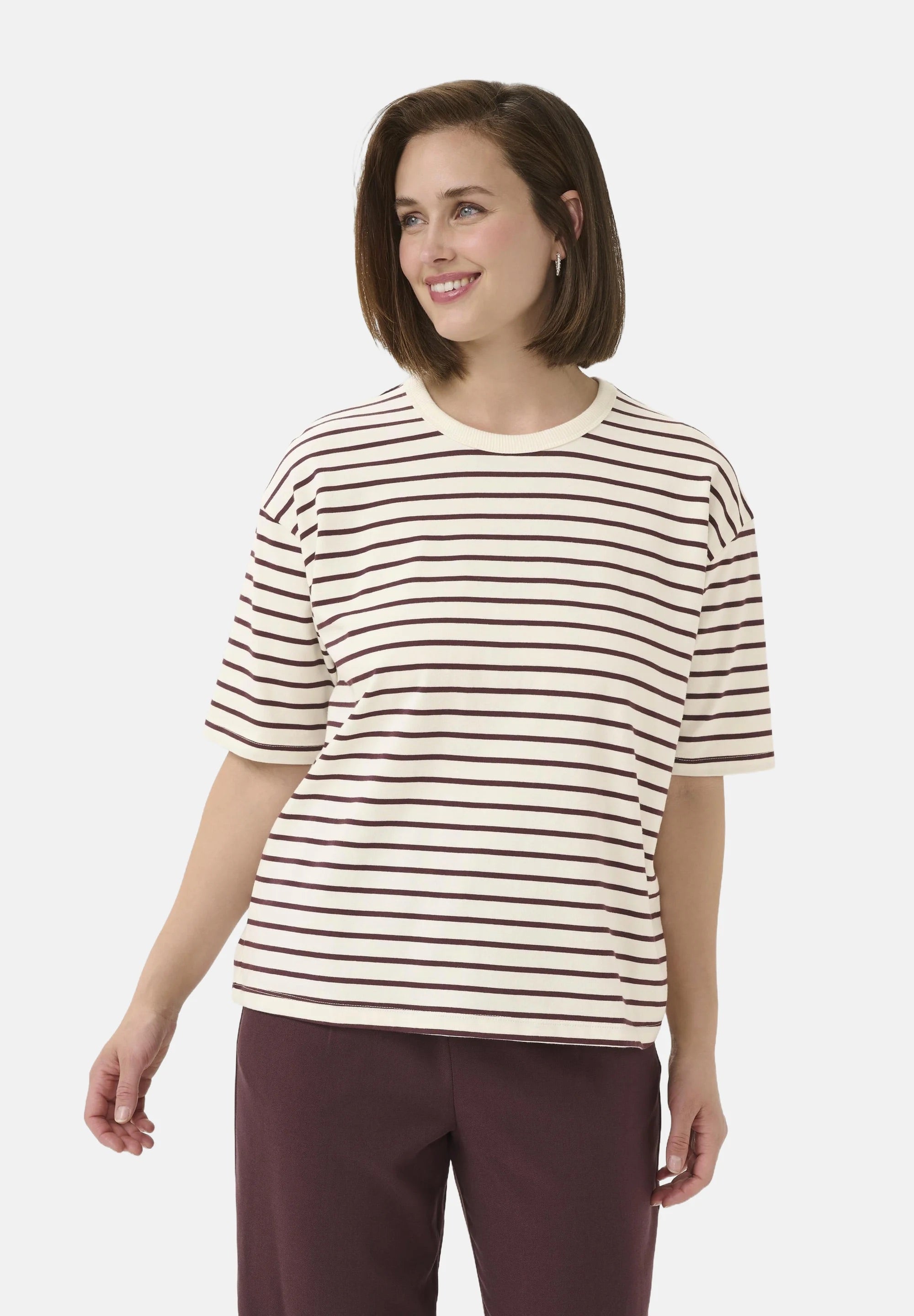 Kaffe Kawinny Breton Stripe Oversized T-Shirt – Halbarme | Designer-Outlet für Damen
