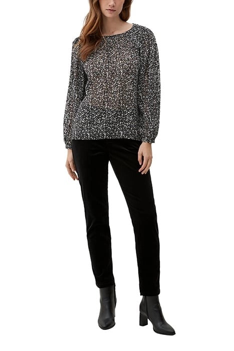 s.Oliver Blumenbluse – Grau/Schwarz