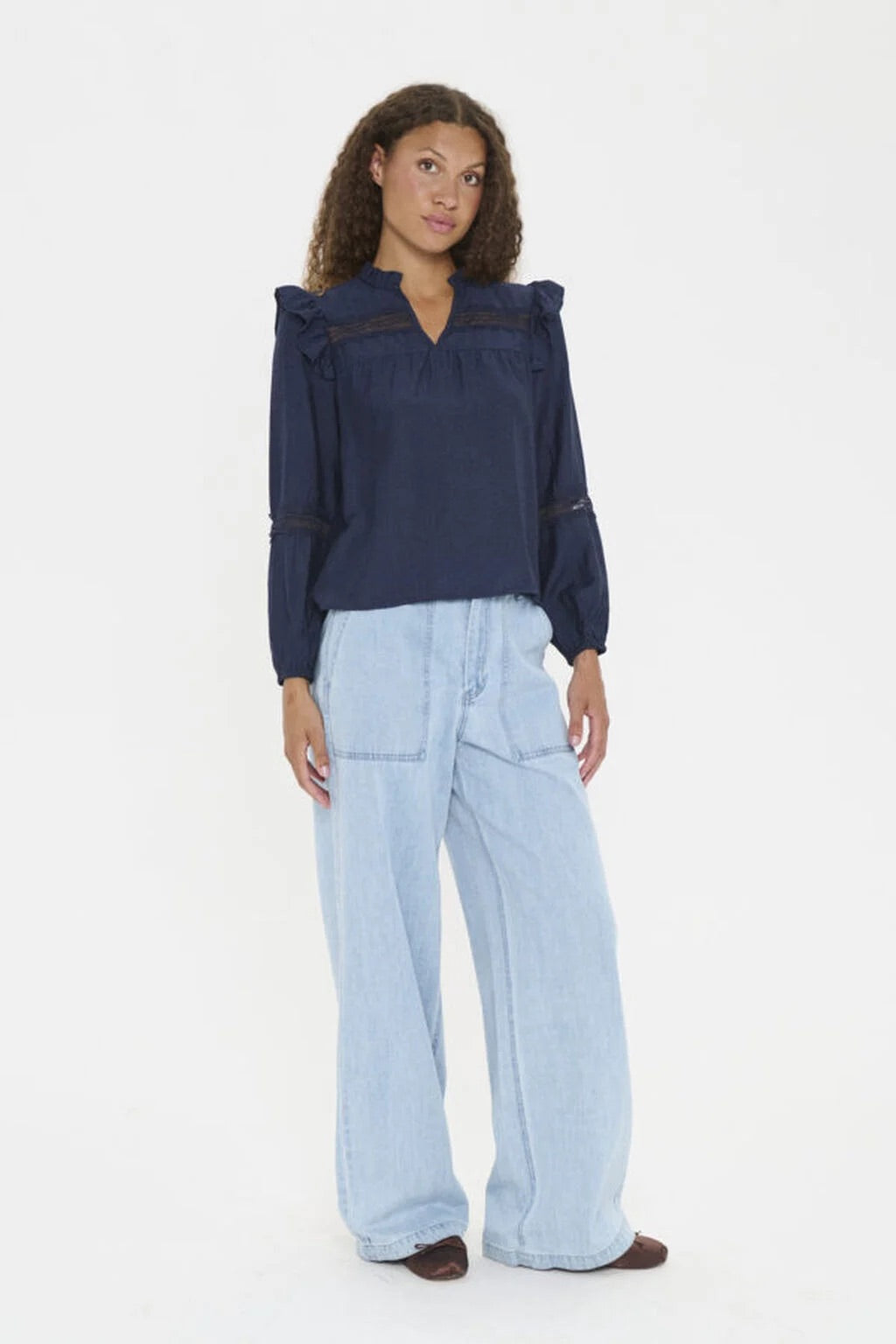 Saint Tropez AvelynnSZ Bluse mit Rüschendetails - Marineblau