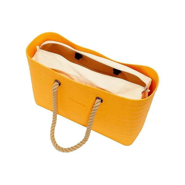 O bag Strandtasche mit Innentasche und Seilgriffen – Gelb