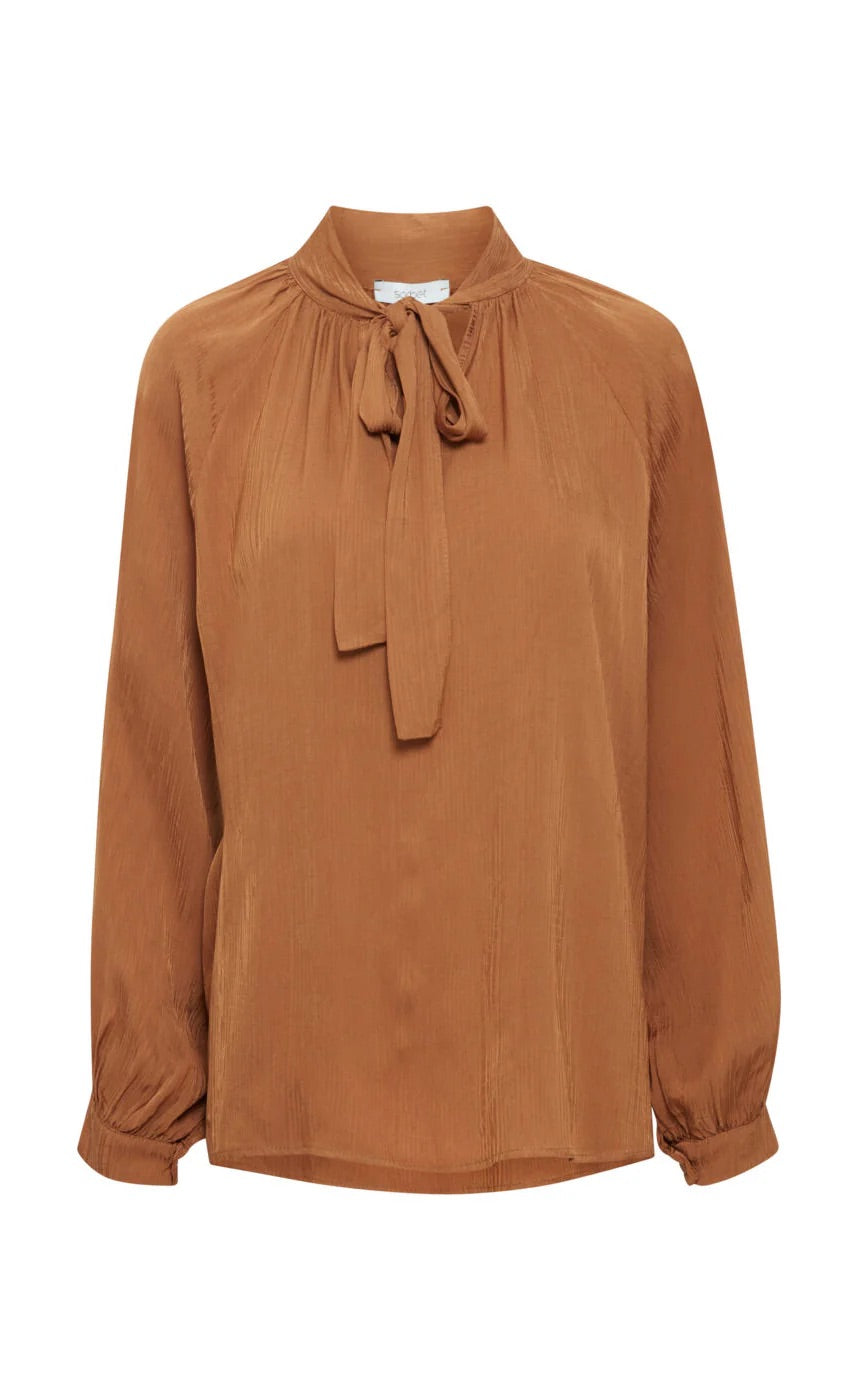 Sorbet SBPAJA Seidenbluse mit Schluppenkragen - Camel