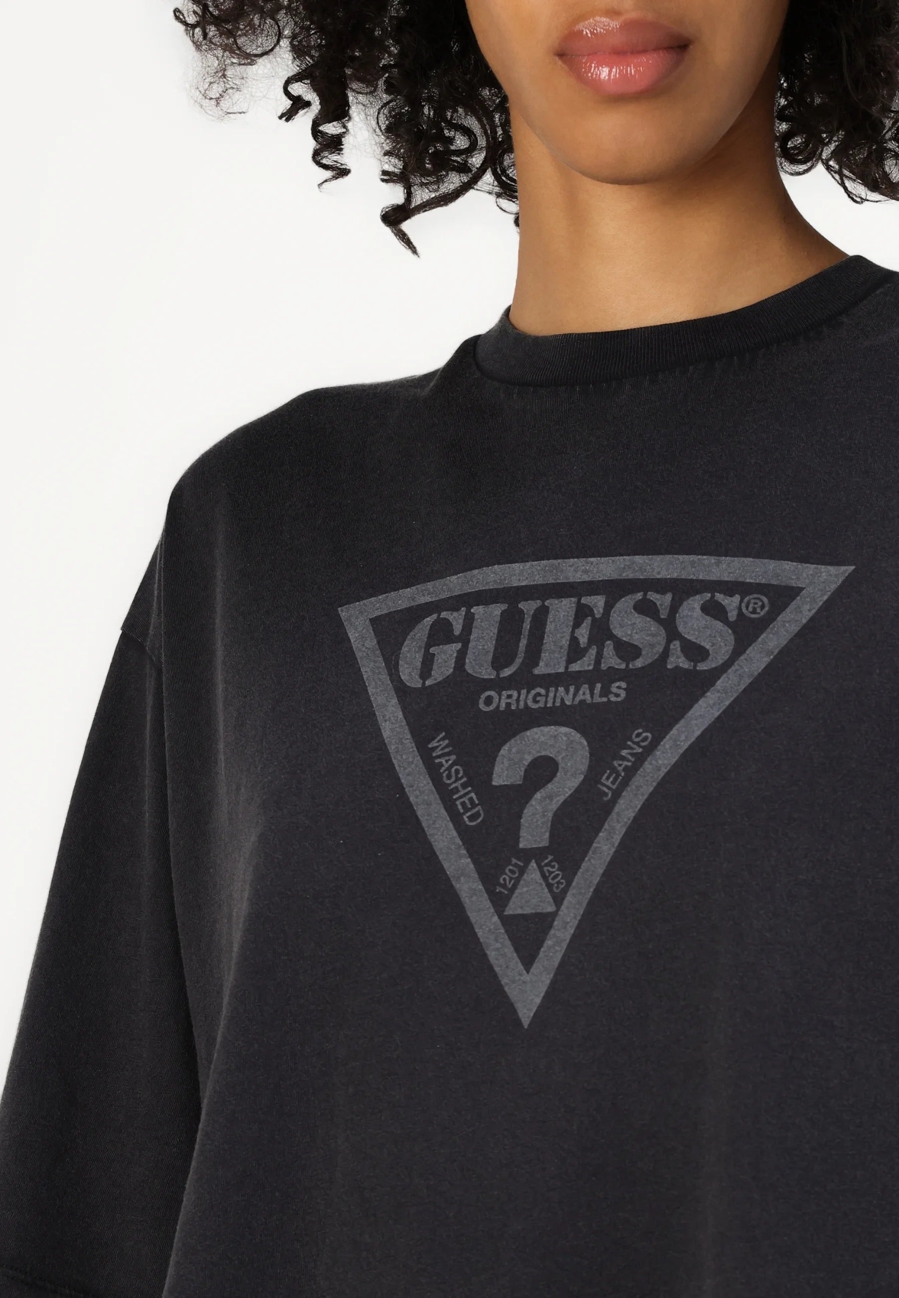 Guess Originals Dreieck-Logo Crop T-Shirt – Schwarz M