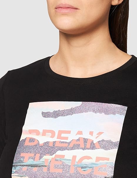 s.Oliver Damen-Langarmshirt – BREAK THE ICE Grafik – Normale Passform