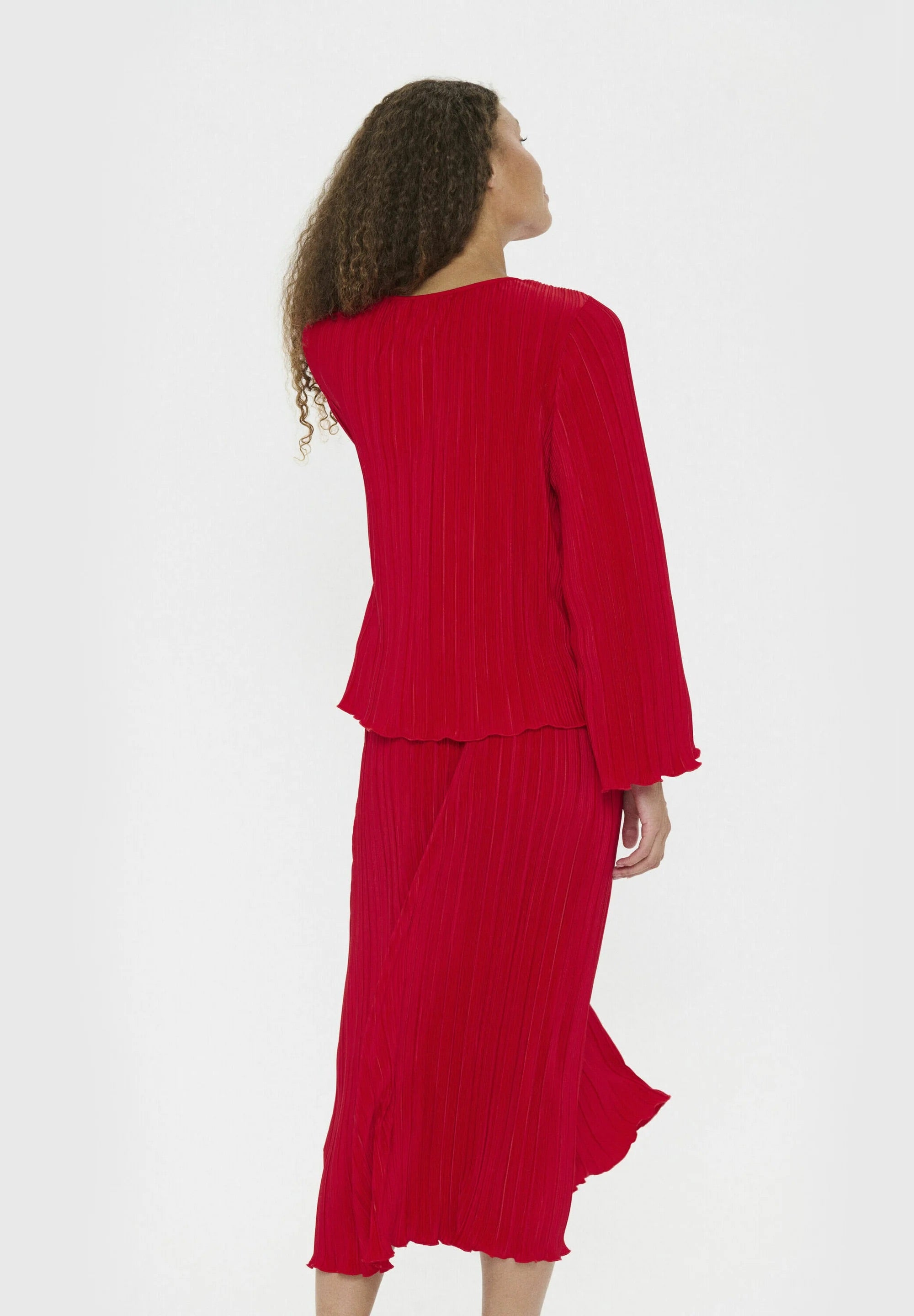 Saint Tropez ZUNISZ Plisseebluse - Chinesischrot