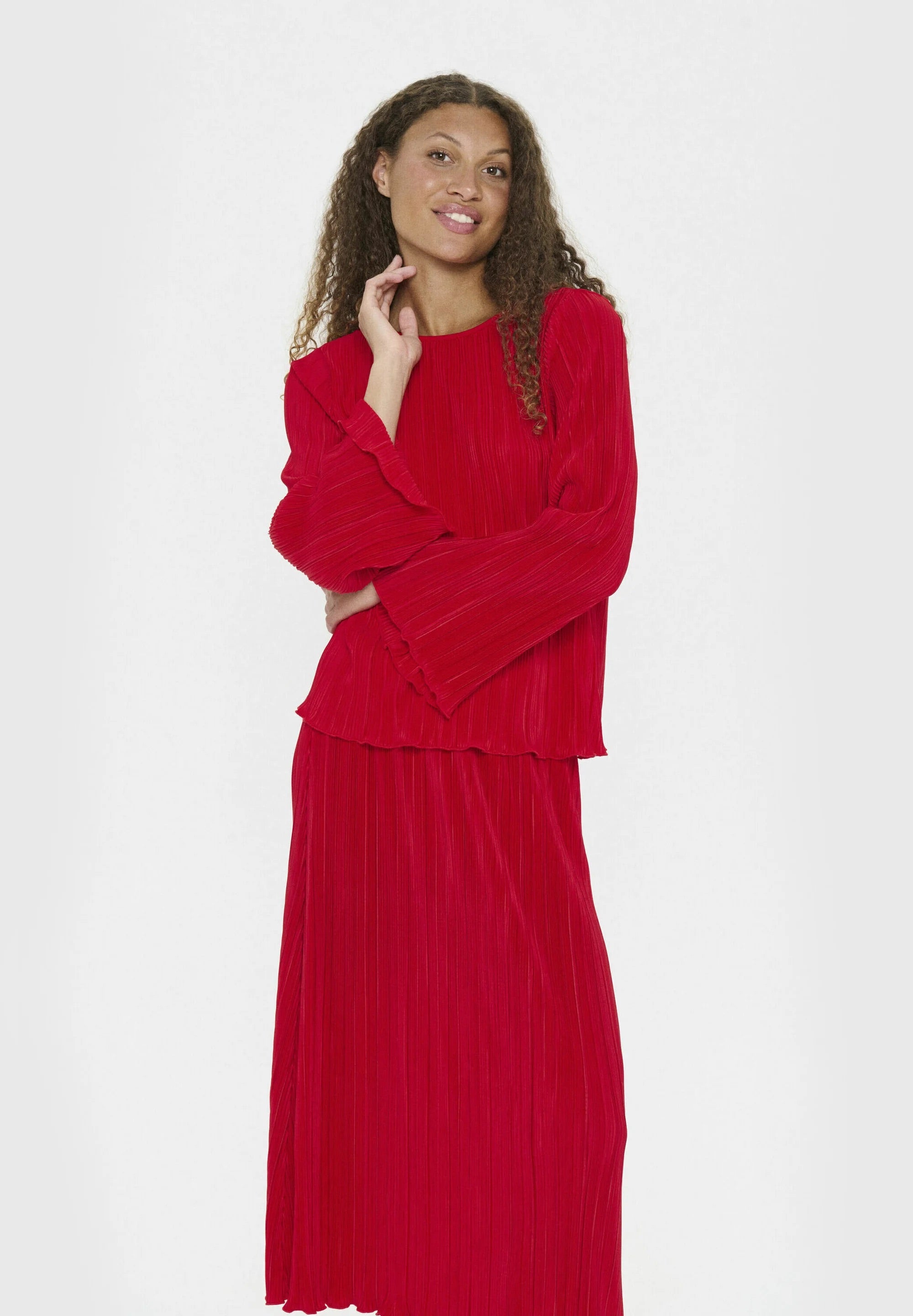 Saint Tropez ZUNISZ Plisseebluse - Chinesischrot