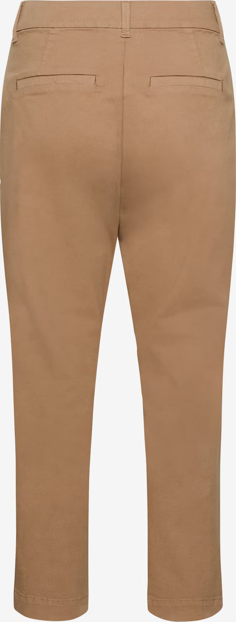 Kaffe KAmette Camel Chino-Hose – High Waist Gürtelschlaufen Bundfalten Knöchellang | Damen