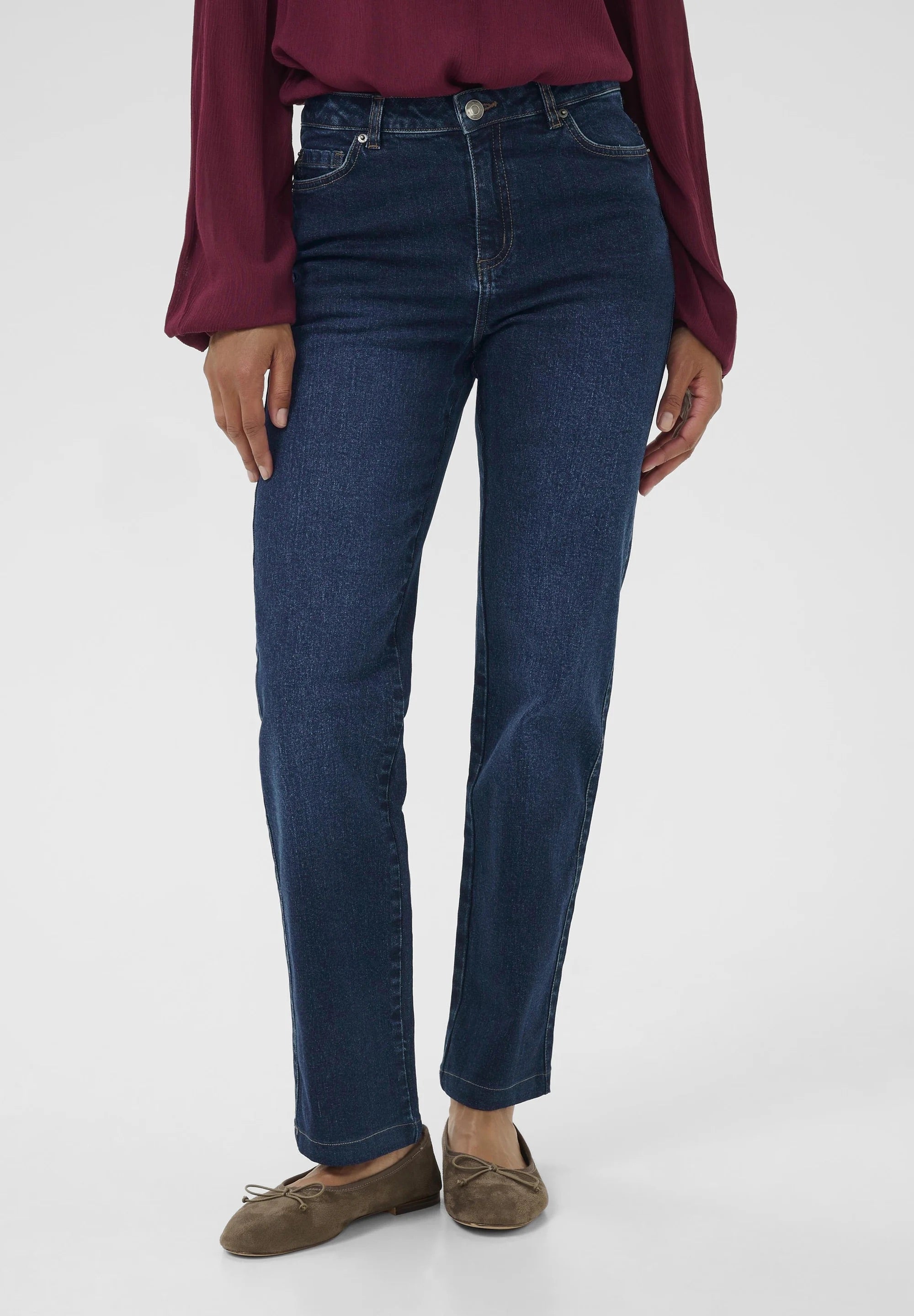 Kaffe KAmaris Reg Fit Dark Blue Straight Leg High Waist Jeans – 5-Pocket Classic Fit | Damen