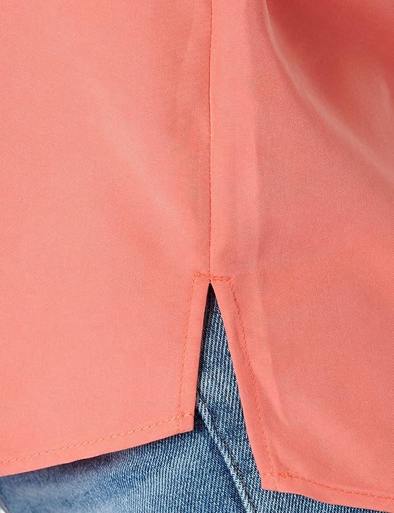 s.Oliver Damenbluse in Koralle - V-Ausschnitt mit gerafften Ärmeln