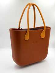 Bruciato O bag Classic – beige/nude Handtasche mit karierter Innentasche mit Reißverschluss