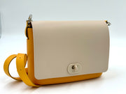 O bag Pocket Crossbody – zitronengelber Taschenkörper, offwhite Klappe, Drehverschluss