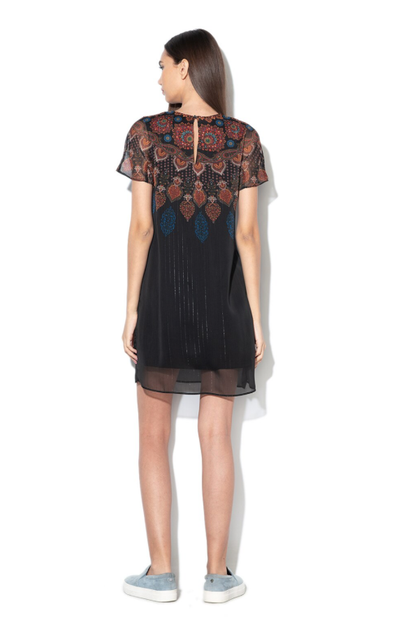 DESIGUAL, mexikanisches Minikleid mit Blumenmuster