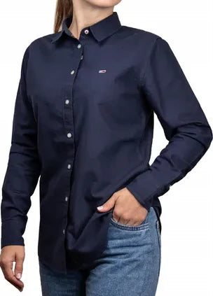 Tommy Jeans Damen-Oxfordhemd (DW0DW13152 424, Marineblau) 