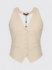 Marciano by Guess Wool Blend Halter Waistcoat – Beige, stylish women's fashion top from premium brand, featuring a chic design.