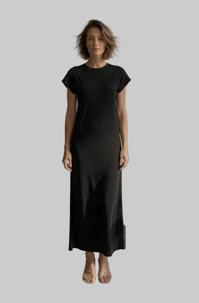PIECES PCANDORA Damen-Maxikleid mit kurzen Ärmeln