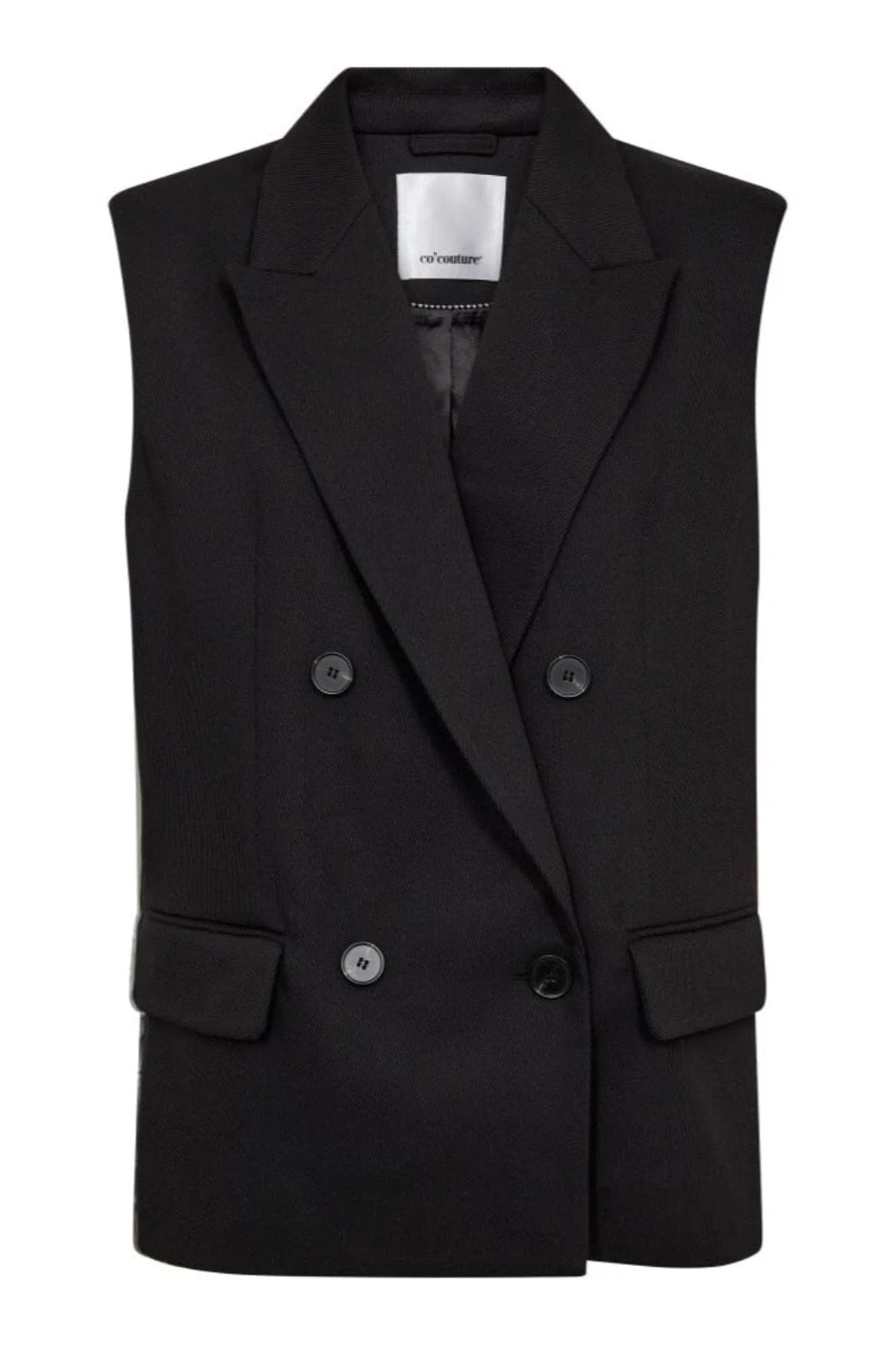 Co'couture Almira CC Zweireiher-Weste – Schwarz