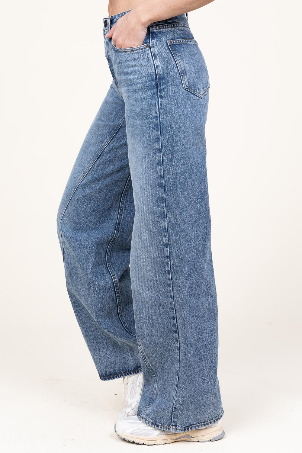 Co'couture Vika Wide-Leg-Jeans aus nicht dehnbarem Denim – Blau