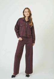 Co'couture Leocc Wide-Leg-Jeans mit Animalprint – Schwarz