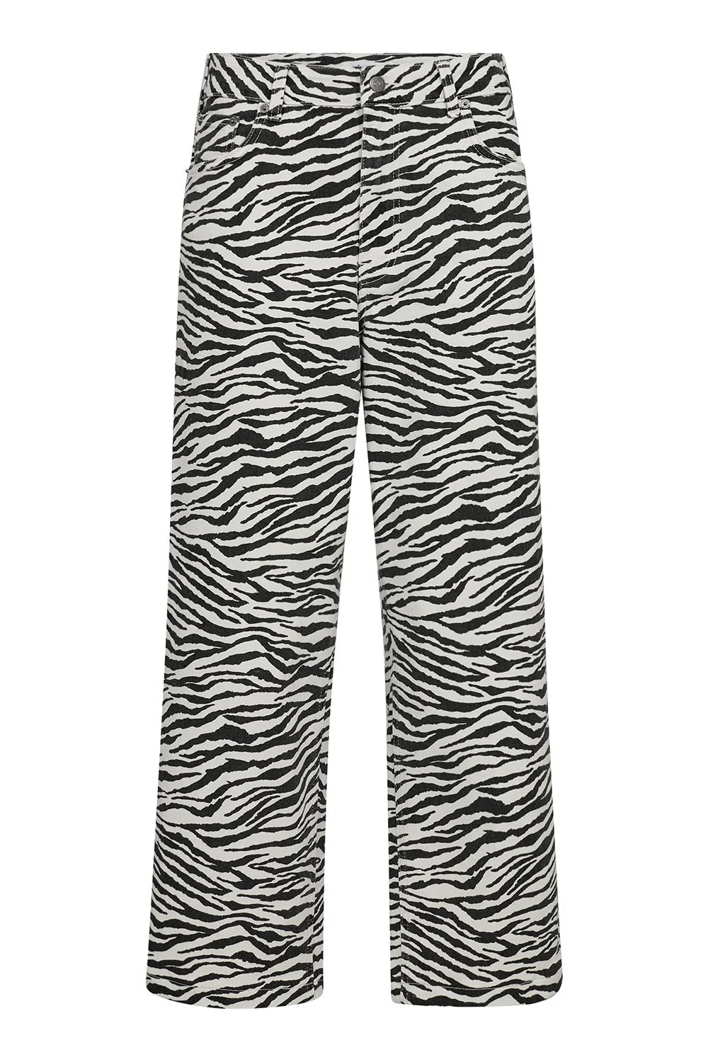 Co'couture Zion verkürzte Zebramuster-Hose – Off-White/Schwarz